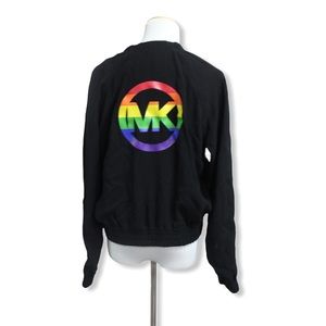 Michael Kors Black and Rainbow Bomber jacket